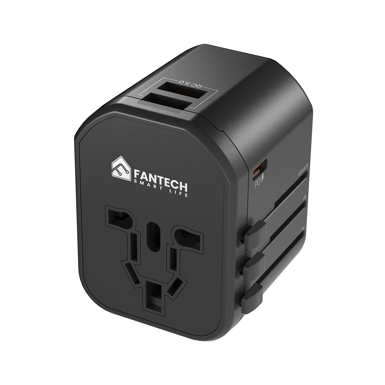 Fantech Universal Travel Adapter 3 Port (PD+QC) 20W - TAC1 - Fantech Indonesia