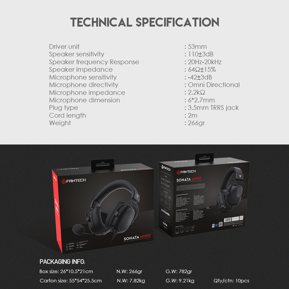 Fantech SONATA MH90 Headset Gaming Multiplatform FREE SPLITTER