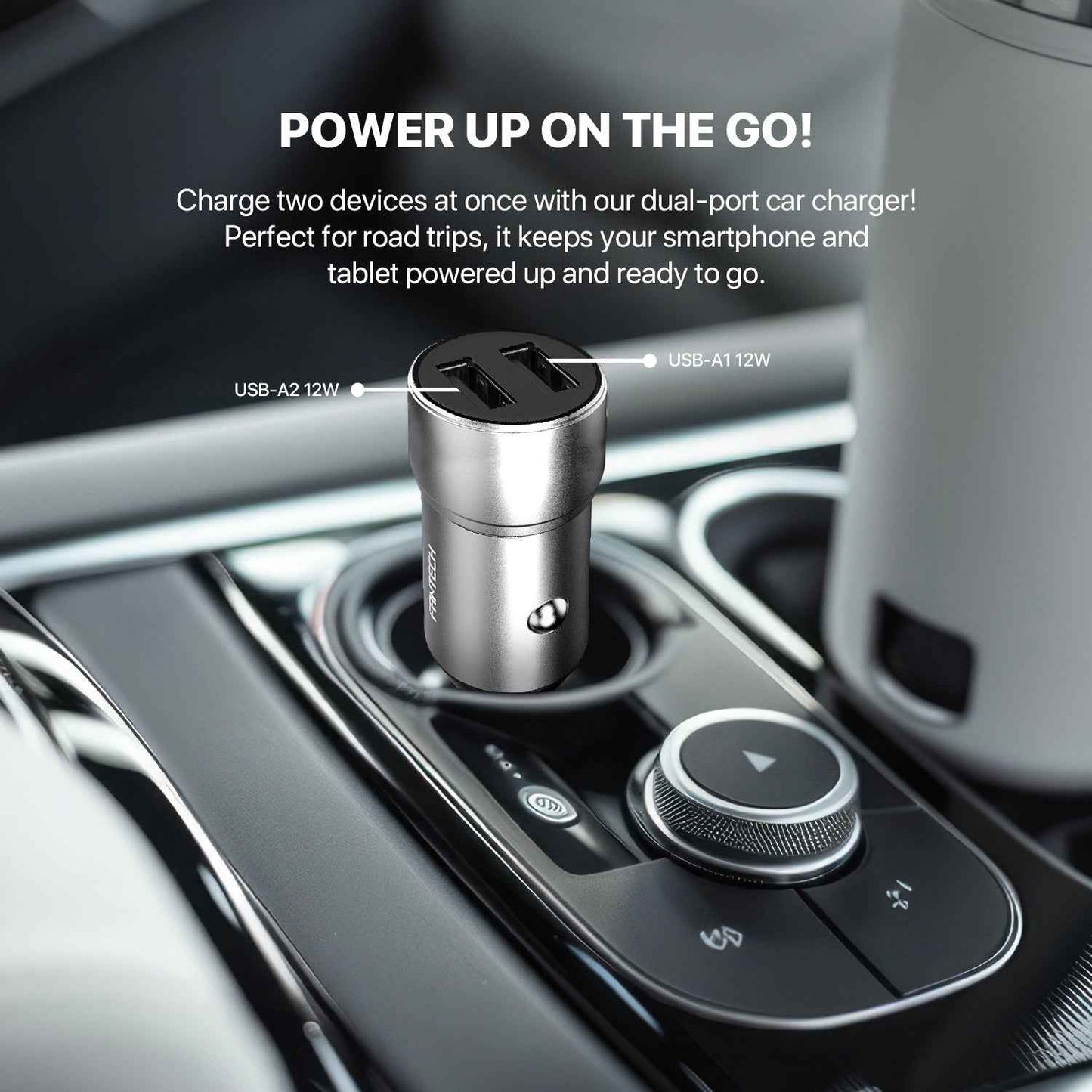 Fantech Life Car Charger Fast Charging Powermove 15W 2 Port PME151