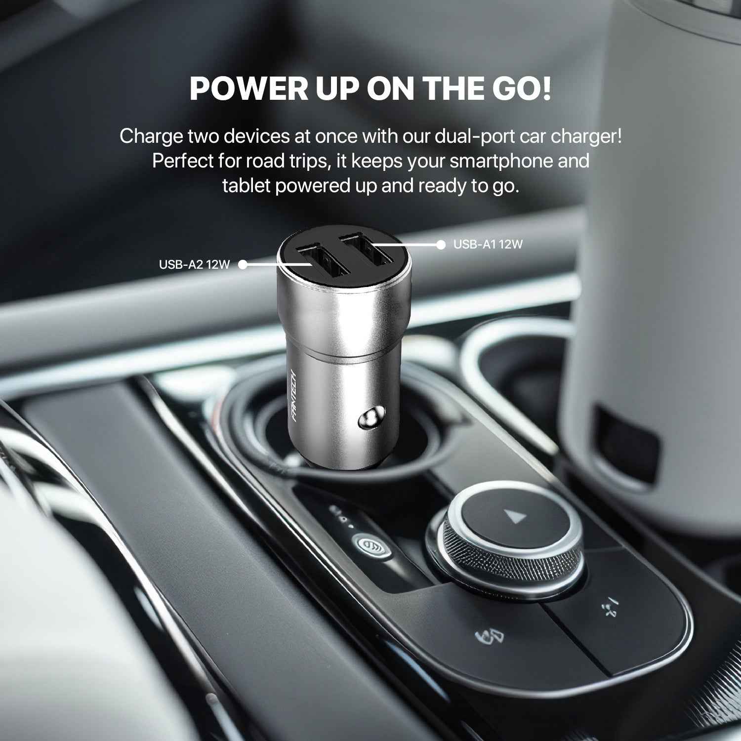 Fantech Life Car Charger Fast Charging Powermove 15W 2 Port PME151