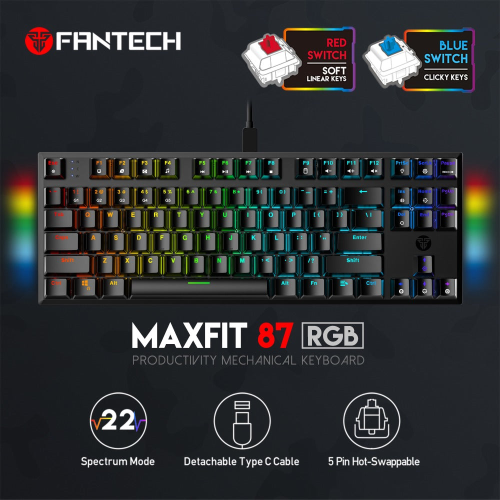 Fantech MAXFIT87 MK856 Keyboard Gaming TKL Mechanical