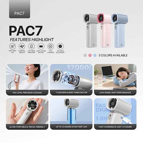 Fantech Life Kipas Angin Portable PAC7 Kipas Mini Turbo 17000 RPM