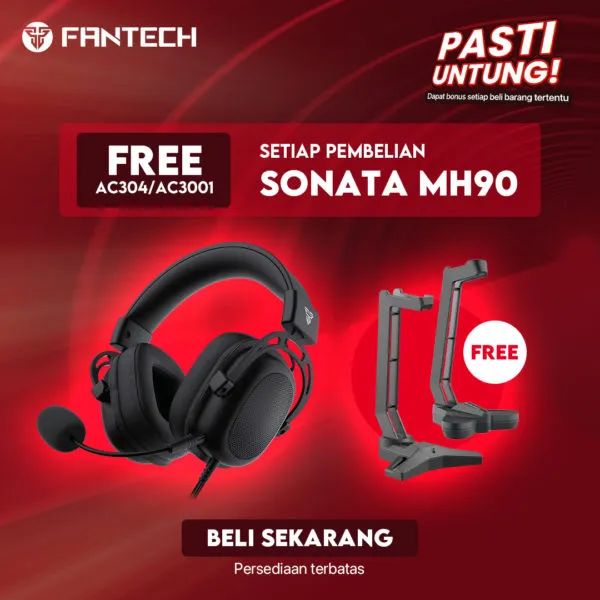 Fantech Sonata Mh90 Headset Gaming Mobile Multiplatform Free Splitter + Headset Stand