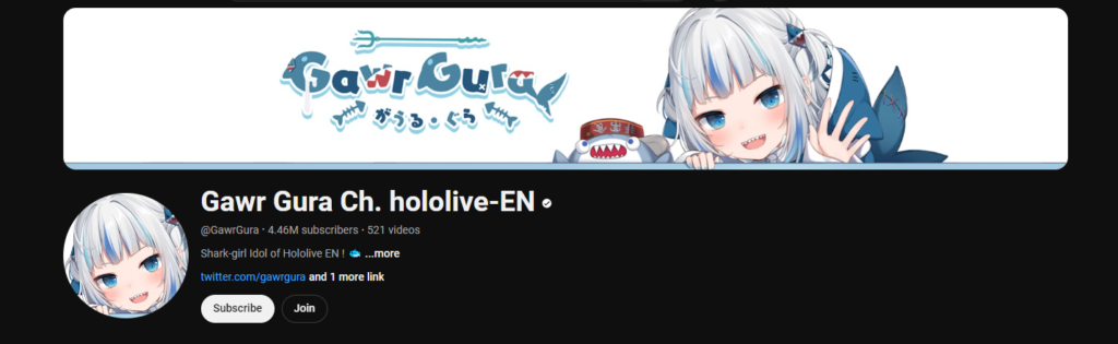  Vtuber Subscriber Terbanyak, Gawr Gura