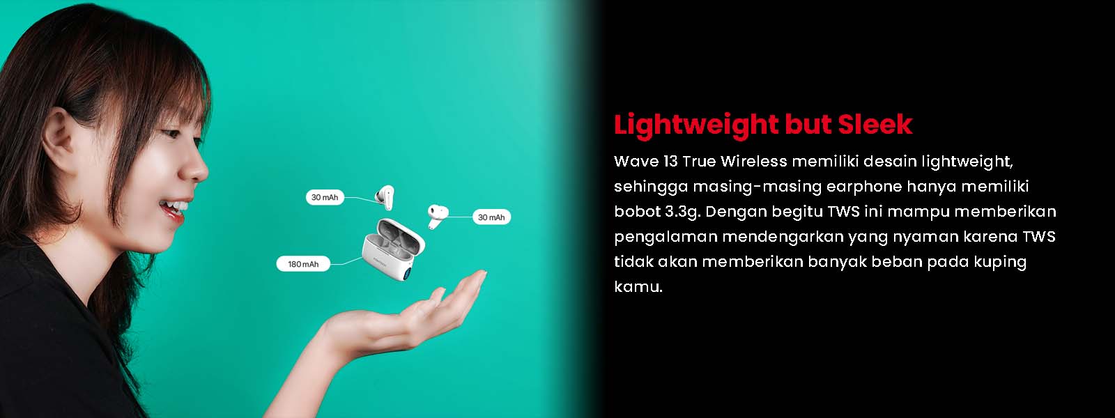 Earphone Tw13 Wave 13 Lightweight But Sleek