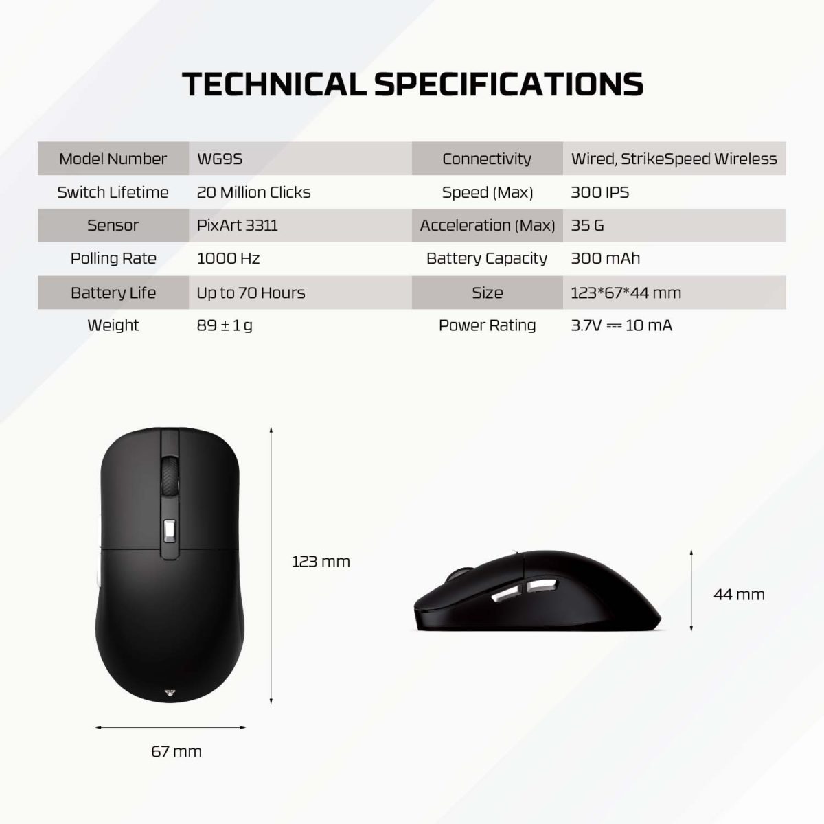 Kanata Wireless Mouse Gaming Wireless Wg9 Technical Specification