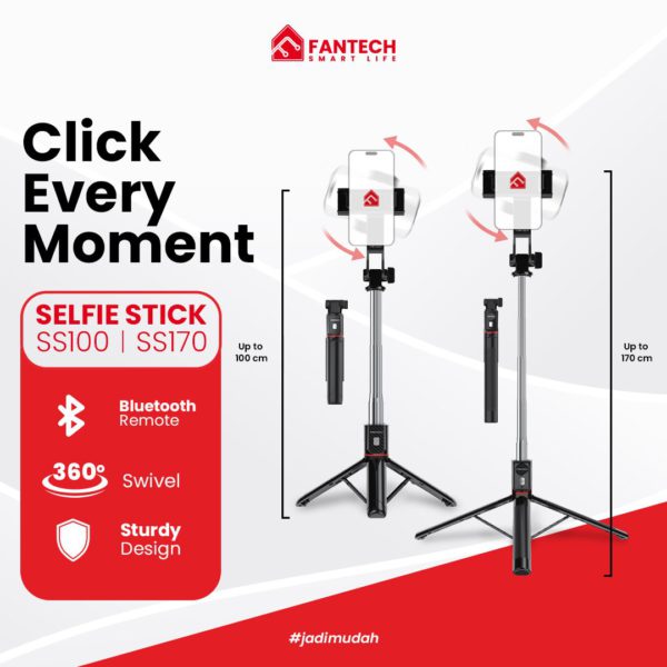 Fantech Tongsis Bluetooth Selfie Stick Tripod With Remote-SS100 SS170